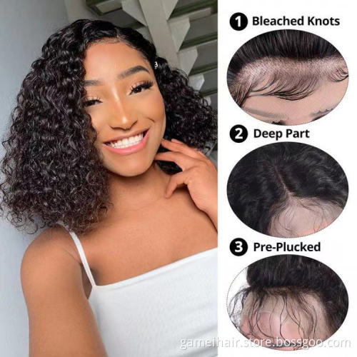 10a 12a Bob Wigs Raw Indian Virgin Human Hair Hd Full Lace Frontal Wig For Black Women Deep Wave Natural Hair Lace Front Wigs